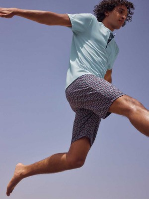 Cascade Blue Calida Relax Imprint 6 Short Pyjama Men Sleepwear | DVPTN-0791
