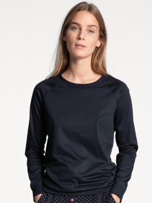 Dark Lapis Blue Calida Favourites Dreams Shirt Long Sleeve Women Yoga | MAZSX-9702