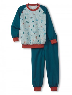 Deep Dive Petrol Calida Toddlers Scout Pyjama With Cuff Kids' Pyjama | YRXSJ-7246