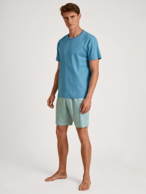 Niagara Blue Calida Relax Streamline 3 Short Pyjama Men Sleepwear | ZUNFS-6104