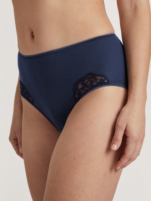 Peacoat Blue Calida Cotton Desire Midi Brief Women Underwear | XQZWF-6394